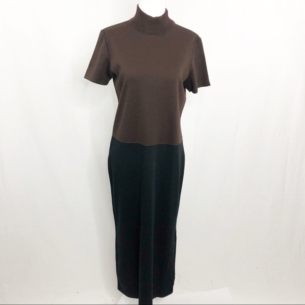 Miss Dorby Short Sleeve Maxi Sweater Dress, Size Small, Black Brown